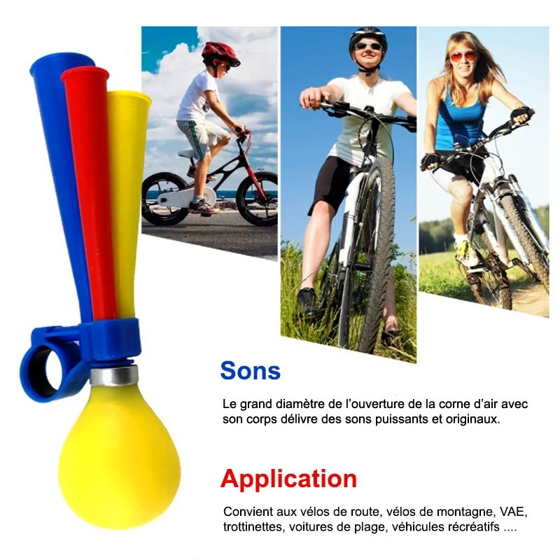 Avertisseur Coloré Pour Vélo En Forme De Trompe Trois Cornes 3 Avertisseur Coloré Pour Vélo En Forme De Trompe Trois Cornes – Image 3