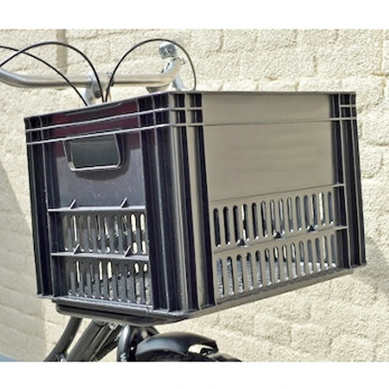 Caisse Plastique Noir Sur Porte-bagage Vélo - Large 2 Caisse Plastique Noir Sur Porte-bagage Vélo - Large – Image 2