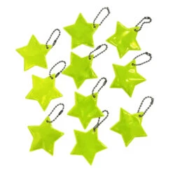 Lot De 10 Porte-clés étoiles Réfléchissants Jaune Fluo