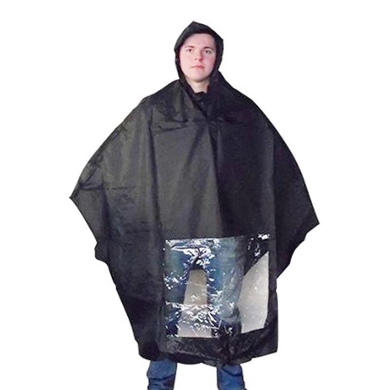 Poncho Pluie Noir Avec Fenêtre Pour Lumière De Vélo 3 Poncho Pluie Noir Avec Fenêtre Pour Lumière De Vélo – Image 3