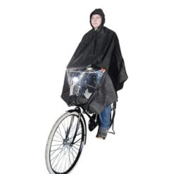 Poncho Pluie Noir Avec Fenêtre Pour Lumière De Vélo
