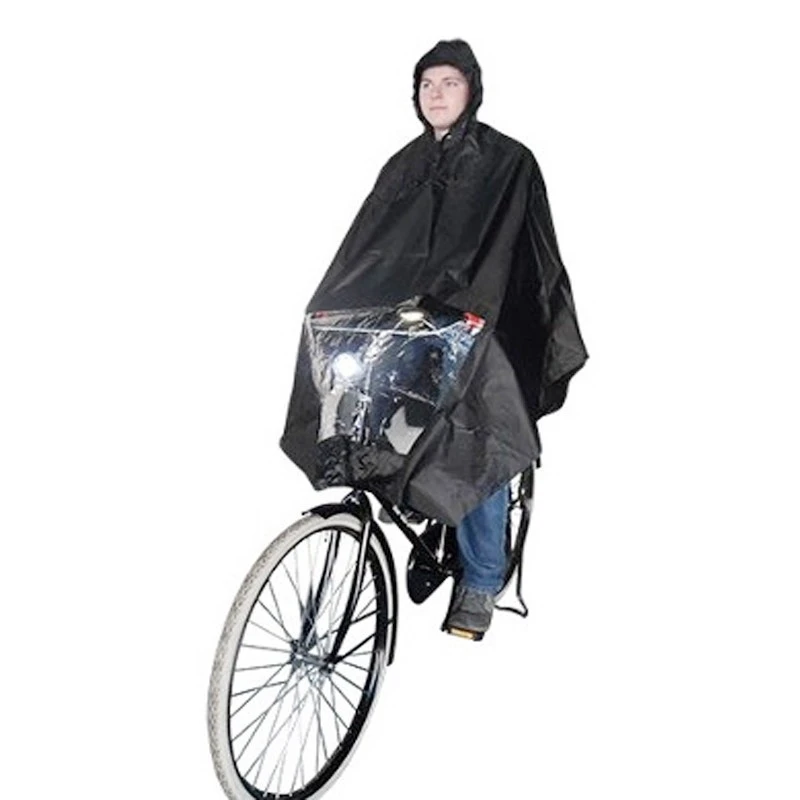 Poncho Pluie Noir Avec Fenêtre Pour Lumière De Vélo 1 Poncho Pluie Noir Avec Fenêtre Pour Lumière De Vélo