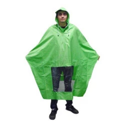 Poncho Pluie Vert Avec Fenêtre Pour Lumière De Vélo