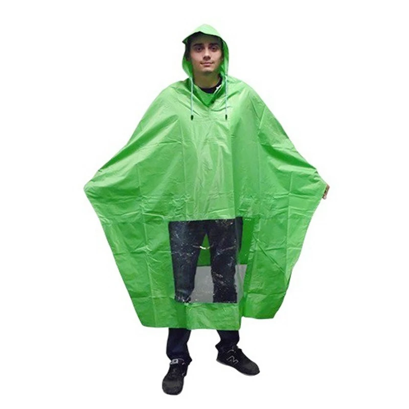 Poncho Pluie Vert Avec Fenêtre Pour Lumière De Vélo 1 Poncho Pluie Vert Avec Fenêtre Pour Lumière De Vélo